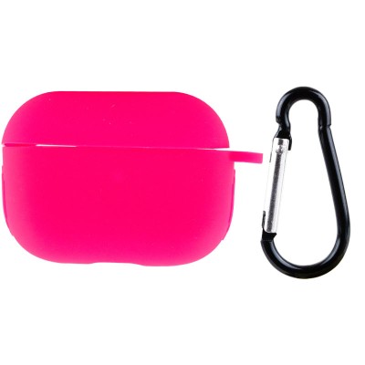 Силіконовий футляр New з карабіном для навушників Airpods Pro / Pro 2 Рожевий / Barbie pink