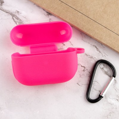 Силіконовий футляр New з карабіном для навушників Airpods Pro / Pro 2 Рожевий / Barbie pink