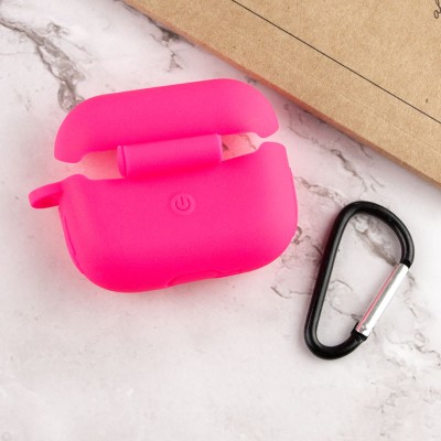Силіконовий футляр New з карабіном для навушників Airpods Pro / Pro 2 Рожевий / Barbie pink
