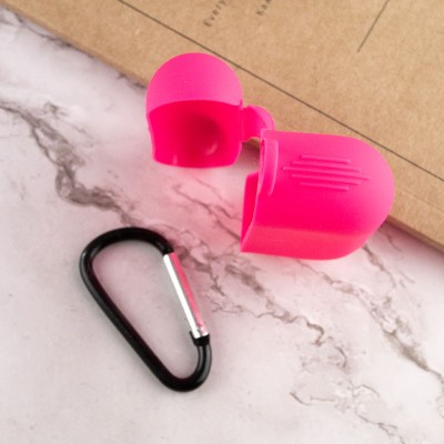 Силіконовий футляр New з карабіном для навушників Airpods Pro / Pro 2 Рожевий / Barbie pink