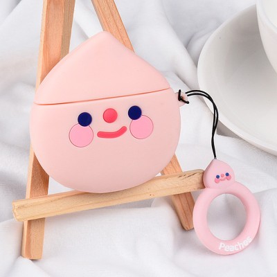 Силіконовий футляр Smile Fruits series для навушників AirPods 1/2 + кільце Peach 2
