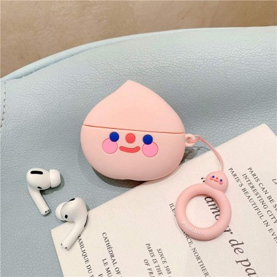 Силіконовий футляр Smile Fruits series для навушників AirPods 1/2 + кільце Peach 2