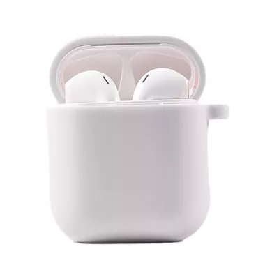 Силіконовий футляр з мікрофіброю для навушників Airpods 1/2 Білий / White