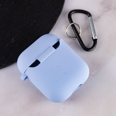 Силіконовий футляр з мікрофіброю для навушників Airpods 1/2 Блакитний / Lilac Blue