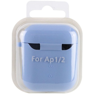 Силіконовий футляр з мікрофіброю для навушників Airpods 1/2 Блакитний / Lilac Blue