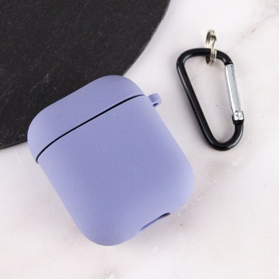 Силіконовий футляр з мікрофіброю для навушників Airpods 1/2 Сірий / Lavender Gray Силіконовий футляр з мікрофіброю для навушників Airpods 1/2 Сірий / Lavender Gray