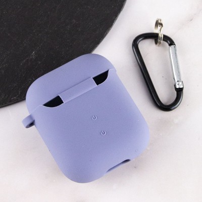 Силіконовий футляр з мікрофіброю для навушників Airpods 1/2 Сірий / Lavender Gray Силіконовий футляр з мікрофіброю для навушників Airpods 1/2 Сірий / Lavender Gray