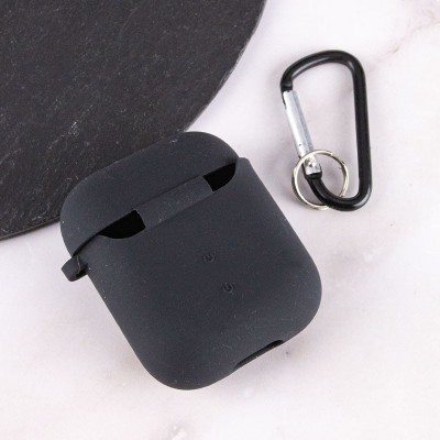 Силіконовий футляр з мікрофіброю для навушників Airpods 1/2 Чорний / Black