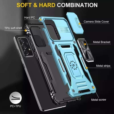 Ударостійкий чохол Camshield Army Ring для Samsung Galaxy A73 5G Блакитний / Light Blue