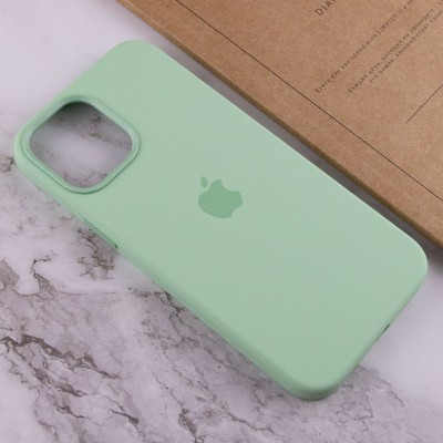 Чохол Silicone case (AAA) full with Magsafe and Animation для Apple iPhone 12 Pro Max (6.7") Зелений / Pistachio