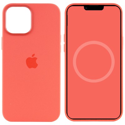 Чохол Silicone case (AAA) full with Magsafe and Animation для Apple iPhone 12 Pro Max (6.7") Помаранчевий / Pink citrus