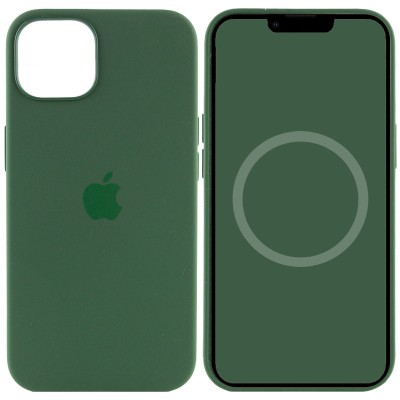 Чохол Silicone case (AAA) full with Magsafe and Animation для Apple iPhone 13 (6.1") Зелений / Clover