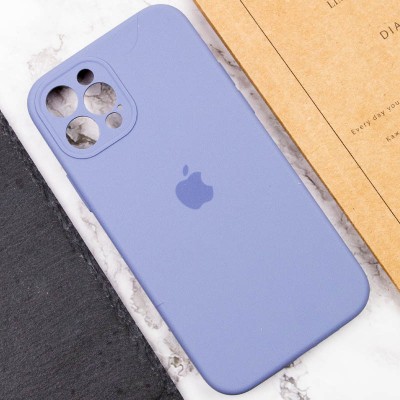 Чохол Silicone Case Full Camera Protective (AA) для Apple iPhone 12 Pro (6.1") Сірий / Lavender Gray