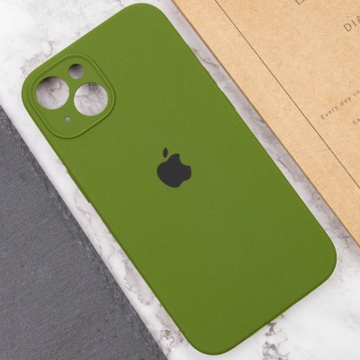 Чохол Silicone Case Full Camera Protective (AA) для Apple iPhone 13 (6.1") Зелений / Dark Olive