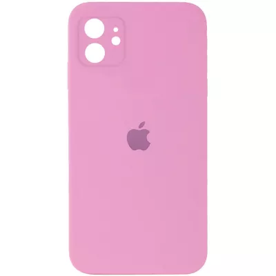 Чохол Silicone Case Square Full Camera Protective (AA) для Apple iPhone 11 (6.1") Рожевий / Light pink
