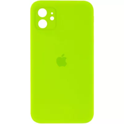 Чохол Silicone Case Square Full Camera Protective (AA) для Apple iPhone 11 (6.1") Салатовий / Neon green