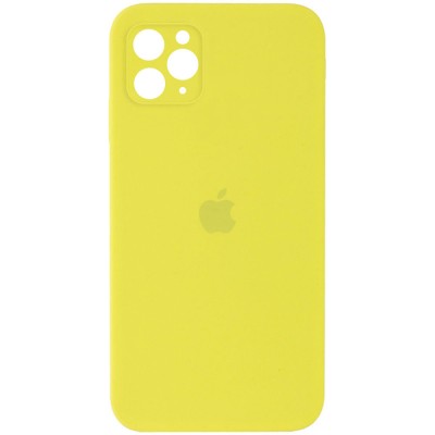 Чохол Silicone Case Square Full Camera Protective (AA) для Apple iPhone 11 Pro (5.8") Жовтий / Bright Yellow