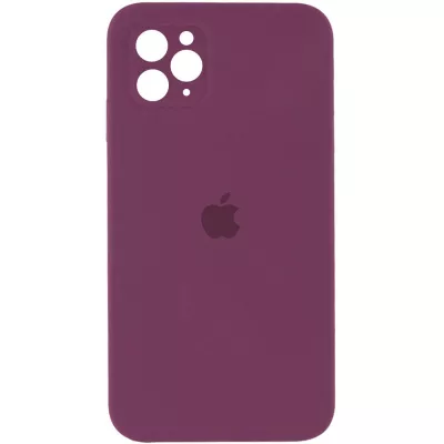 Чохол Silicone Case Square Full Camera Protective (AA) для Apple iPhone 11 Pro Max (6.5") Бордовий / Maroon
