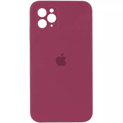 Чохол Silicone Case Square Full Camera Protective (AA) для Apple iPhone 11 Pro Max (6.5") Бордовий / Plum