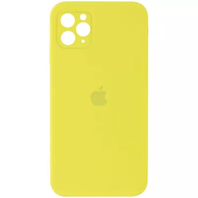 Чохол Silicone Case Square Full Camera Protective (AA) для Apple iPhone 11 Pro Max (6.5") Жовтий / Bright Yellow