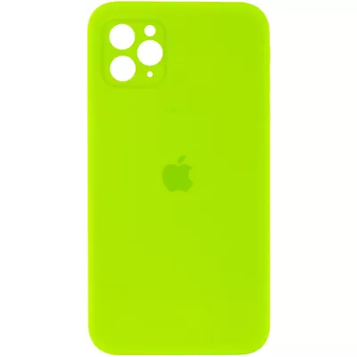 Чохол Silicone Case Square Full Camera Protective (AA) для Apple iPhone 11 Pro Max (6.5") Салатовий / Neon green