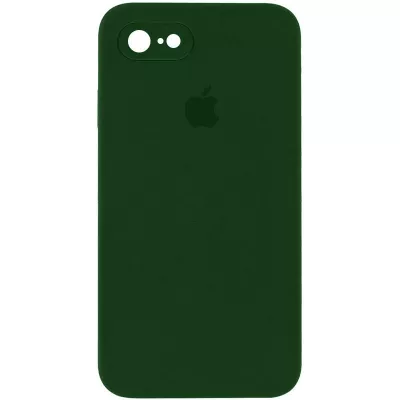 Чохол Silicone Case Square Full Camera Protective (AA) для Apple iPhone 7 / 8 / SE (2020) (4.7") Зелений / Army green
