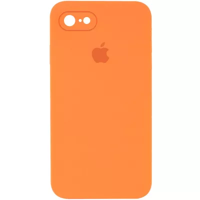 Чохол Silicone Case Square Full Camera Protective (AA) для Apple iPhone 7 / 8 / SE (2020) (4.7") Помаранчевий / Papaya