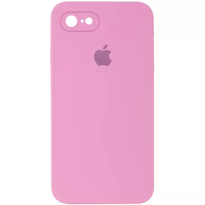 Чохол Silicone Case Square Full Camera Protective (AA) для Apple iPhone 7 / 8 / SE (2020) (4.7") Рожевий / Light pink