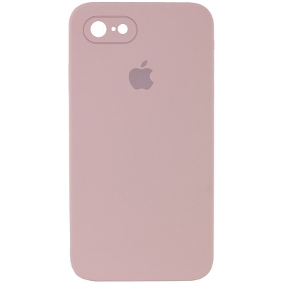 Чохол Silicone Case Square Full Camera Protective (AA) для Apple iPhone 7 / 8 / SE (2020) (4.7") Рожевий / Pink Sand
