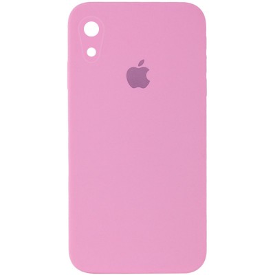 Чохол Silicone Case Square Full Camera Protective (AA) для Apple iPhone XR (6.1") Рожевий / Light pink