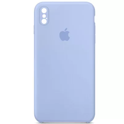 Чохол Silicone Case Square Full Camera Protective (AA) для Apple iPhone XS / X (5.8") Блакитний / Lilac Blue
