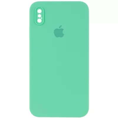 Чохол Silicone Case Square Full Camera Protective (AA) для Apple iPhone XS / X (5.8") Зелений / Spearmint