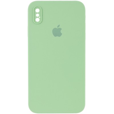 Чохол Silicone Case Square Full Camera Protective (AA) для Apple iPhone XS / X (5.8") М'ятний / Mint