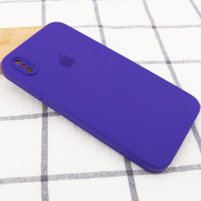 Чохол Silicone Case Square Full Camera Protective (AA) для Apple iPhone XS / X (5.8") Фіолетовий / Ultra Violet Чохол Silicone Case Square Full Camera Protective (AA) для Apple iPhone XS / X (5.8") Фіолетовий / Ultra Violet