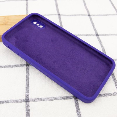 Чохол Silicone Case Square Full Camera Protective (AA) для Apple iPhone XS / X (5.8") Фіолетовий / Ultra Violet Чохол Silicone Case Square Full Camera Protective (AA) для Apple iPhone XS / X (5.8") Фіолетовий / Ultra Violet