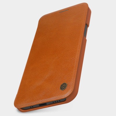 Шкіряний чохол (книжка) Nillkin Qin Series для Apple iPhone 12 Pro Max (6.7") Коричневий
