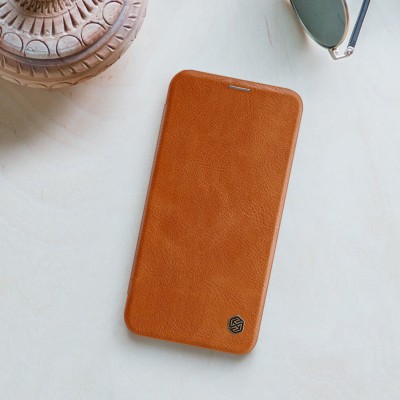 Шкіряний чохол (книжка) Nillkin Qin Series для Apple iPhone 12 Pro Max (6.7") Коричневий