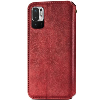 Шкіряний чохол книжка GETMAN Cubic (PU) для Xiaomi Redmi Note 10 5G / Poco M3 Pro Червоний
