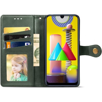 Шкіряний чохол книжка GETMAN Gallant (PU) для Samsung Galaxy A12 / M12 Зелений