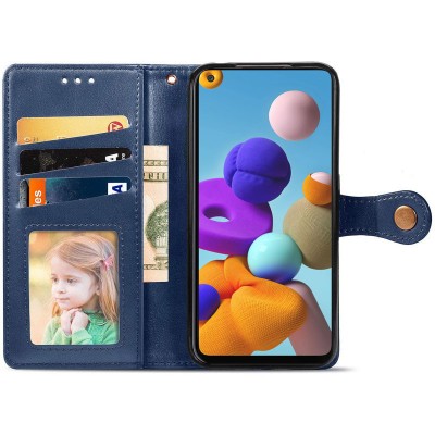 Шкіряний чохол книжка GETMAN Gallant (PU) для Samsung Galaxy A21s Синій