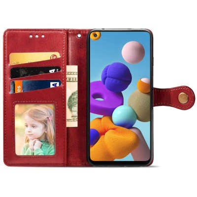Шкіряний чохол книжка GETMAN Gallant (PU) для Samsung Galaxy A21s Червоний