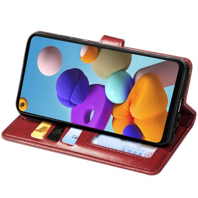 Шкіряний чохол книжка GETMAN Gallant (PU) для Samsung Galaxy A21s Червоний