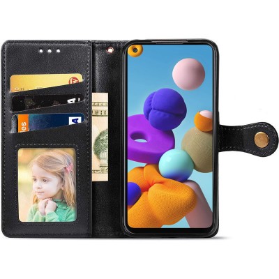 Шкіряний чохол книжка GETMAN Gallant (PU) для Samsung Galaxy A21s Чорний
