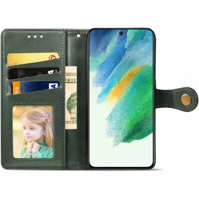 Шкіряний чохол книжка GETMAN Gallant (PU) для Samsung Galaxy S21 FE Зелений