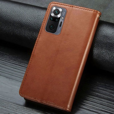 Шкіряний чохол книжка GETMAN Gallant (PU) для Xiaomi Redmi Note 10 Pro / 10 Pro Max Коричневий