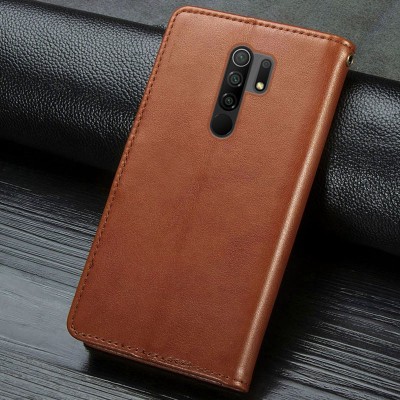 Шкіряний чохол книжка GETMAN Gallant (PU) для Xiaomi Redmi Note 8 Pro Коричневий