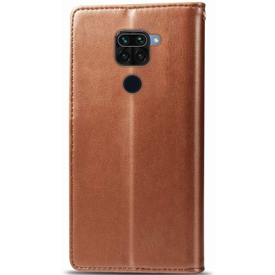 Шкіряний чохол книжка GETMAN Gallant (PU) для Xiaomi Redmi Note 9 / Redmi 10X Коричневий