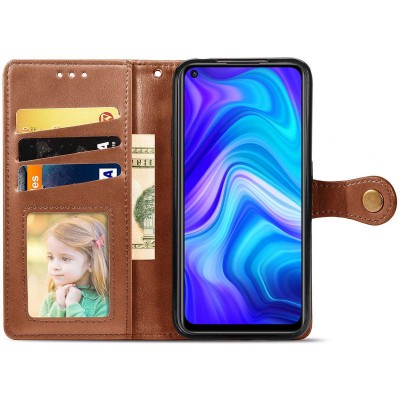 Шкіряний чохол книжка GETMAN Gallant (PU) для Xiaomi Redmi Note 9 / Redmi 10X Коричневий