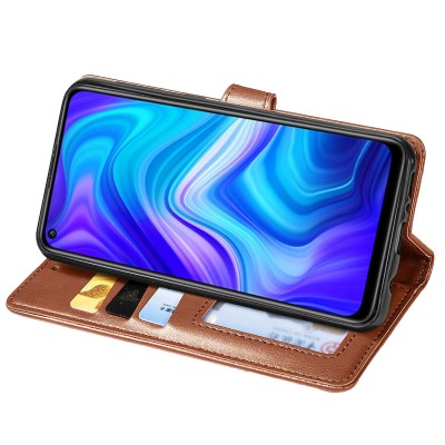 Шкіряний чохол книжка GETMAN Gallant (PU) для Xiaomi Redmi Note 9 / Redmi 10X Коричневий