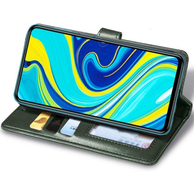Шкіряний чохол книжка GETMAN Gallant (PU) для Xiaomi Redmi Note 9s / Note 9 Pro / Note 9 Pro Max Зелений